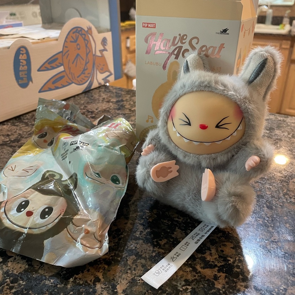 Gray Lafufu Plush Pendant with box